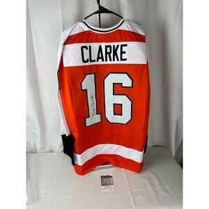Bob Clarke signed autographed Philadelphia Flyers Orange Custom XL Jersey JSA